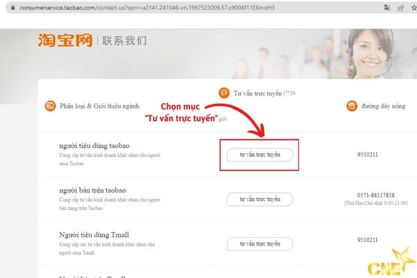Chọn mục "tư vấn trực tuyến"