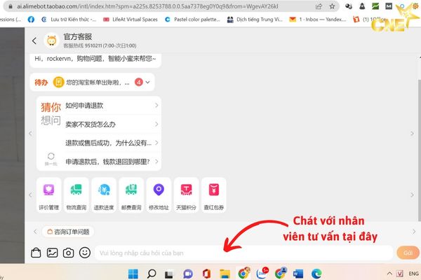 Sử dụng tiếng Trung để chát với nhân viên hỗ trợ