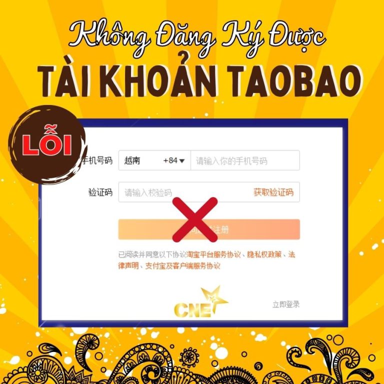 Lỗi không đăng ký được tài khoản Taobao